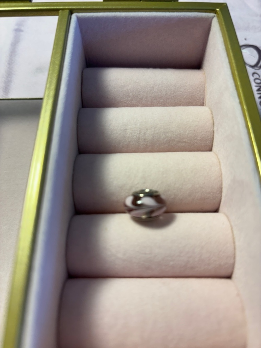 Pandora Silver and light pink Enamel Twist Charm
